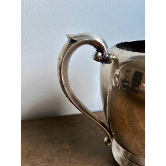 Vintage Silver Plated Pitcher with Patina | | Farmhouse Decorative Vase - Picture 2 of 8